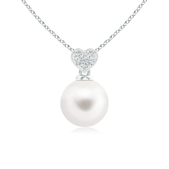 ANGARA Freshwater Cultured Pearl Pendant with Heart-Shaped Bale in 14K White Gold for Women | June Birthstone, Birthday, Anniversary, Jewelry Gift for Women | Pearl Necklace