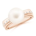 thumbnail image 1 of ANGARA Freshwater Cultured Pearl Ring with Flush-Set Diamonds in 14K Rose Gold for Women | June Birthstone, Birthday, Anniversary, Jewelry Gift for Women | Pearl Ring, 1 of 9