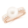 thumbnail image 1 of ANGARA Freshwater Cultured Pearl Ring with Flush-Set Diamonds in 14K Rose Gold for Women | June Birthstone, Birthday, Anniversary, Jewelry Gift for Women | Pearl Ring, 1 of 8