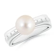 thumbnail image 1 of ANGARA Freshwater Cultured Pearl Ring with Flush-Set Diamonds in 14K White Gold for Women | June Birthstone, Birthday, Anniversary, Jewelry Gift for Women | Pearl Ring, 1 of 8