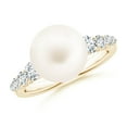 thumbnail image 1 of ANGARA Freshwater Cultured Pearl Ring with Graduated Diamonds in 14K Yellow Gold for Women | June Birthstone, Birthday, Anniversary, Jewelry Gift for Women | Pearl Ring, 1 of 12