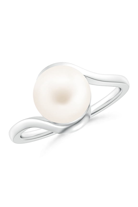 Freshwater Cultured Pearl Solitaire Bypass Ring in 925 Sterling Silver for Women | June Birthstone, Birthday, Anniversary, Jewelry Gift for Women | Pearl Ring