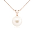 thumbnail image 1 of ANGARA Freshwater Cultured Pearl Solitaire V-Bale Pendant in 14K Rose Gold for Women | June Birthstone, Birthday, Anniversary, Jewelry Gift for Women | Pearl Necklace, 1 of 5