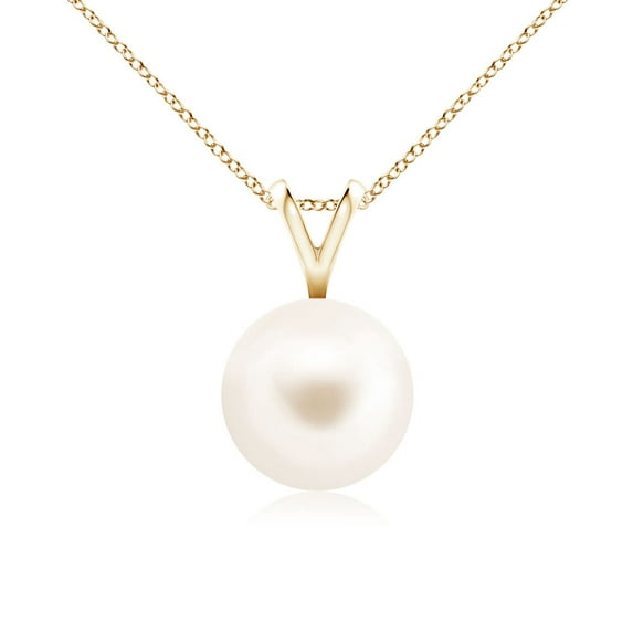 ANGARA Freshwater Cultured Pearl Solitaire V-Bale Pendant in 14K Yellow Gold for Women | June Birthstone, Birthday, Anniversary, Jewelry Gift for Women | Pearl Necklace