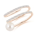 thumbnail image 1 of ANGARA Freshwater Cultured Pearl Spiral Wrap Ring in 14K Rose Gold for Women | June Birthstone, Birthday, Anniversary, Jewelry Gift for Women | Natural Pearl Ring, 1 of 8