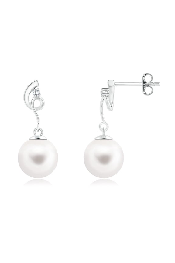 Freshwater Cultured Pearl Twist Earrings with Diamond in 925 Sterling Silver for Women | June Birthstone, Birthday, Anniversary, Jewelry Gift for Women | Pearl Earrings