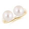 thumbnail image 1 of ANGARA Freshwater Cultured Pearl Two Stone Open Ring in 14K Yellow Gold for Women | June Birthstone, Birthday, Anniversary, Jewelry Gift for Women | Pearl Ring, 1 of 9