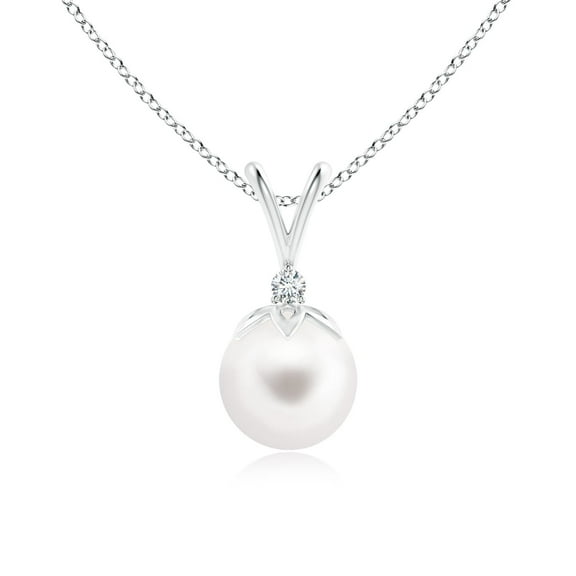 Angara Necklace - Freshwater Cultured Pearl Pendant Necklace with Diamond in 925 Sterling Silver for Women | June Birthstone Jewelry, Birthday, Anniversary, Christmas, Jewelry Gift for Women