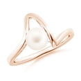 thumbnail image 1 of ANGARA Freshwater Cultured Pearl Wave Shank Ring in 14K Rose Gold for Women | June Birthstone, Birthday, Anniversary, Jewelry Gift for Women | Pearl Ring, 1 of 8