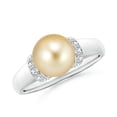 thumbnail image 1 of ANGARA Golden South Sea Cultured Pearl Collar Ring with Diamonds in 14K White Gold for Women | June Birthstone, Birthday, Anniversary, Jewelry Gift for Women | Pearl Ring, 1 of 9