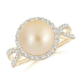 thumbnail image 1 of ANGARA Golden South Sea Cultured Pearl and Diamond Halo Ring in 14K Yellow Gold for Women | June Birthstone, Birthday, Anniversary, Jewelry Gift for Women | Pearl Ring, 1 of 8
