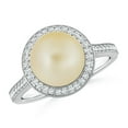 thumbnail image 1 of ANGARA Golden South Sea Cultured Pearl Halo Ring with Milgrain in 14K White Gold for Women | June Birthstone, Birthday, Anniversary, Jewelry Gift for Women | Pearl Ring, 1 of 8
