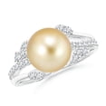 thumbnail image 1 of ANGARA Golden South Sea Cultured Pearl and Leaf Ring with Diamonds in 14K White Gold for Women | June Birthstone, Birthday, Anniversary, Jewelry Gift for Women | Pearl Ring, 1 of 8