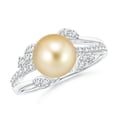thumbnail image 1 of ANGARA Golden South Sea Cultured Pearl and Leaf Ring with Diamonds in 14K White Gold for Women | June Birthstone, Birthday, Anniversary, Jewelry Gift for Women | Pearl Ring, 1 of 9