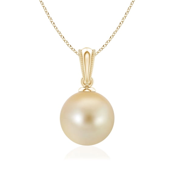 ANGARA Golden South Sea Cultured Pearl Ornate Bale Pendant in 14K Yellow Gold for Women | June Birthstone, Birthday, Anniversary, Jewelry Gift for Women | Pearl Necklace