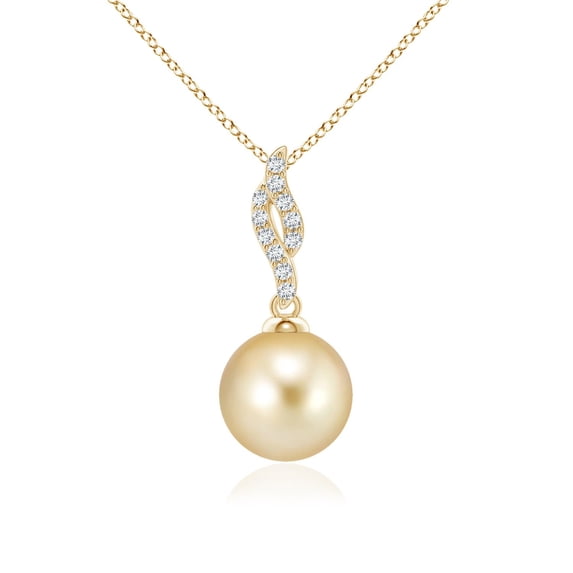ANGARA Golden South Sea Cultured Pearl Pendant with Flame Motif in 14K Yellow Gold for Women | June Birthstone, Birthday, Anniversary, Jewelry Gift for Women | Pearl Necklace