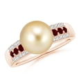 thumbnail image 1 of ANGARA Golden South Sea Cultured Pearl Ring with Rubies in 14K Rose Gold for Women | June Birthstone, Birthday, Anniversary, Jewelry Gift for Women | Pearl Ring, 1 of 8