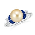thumbnail image 1 of ANGARA Golden South Sea Cultured Pearl & Sapphire Butterfly Ring in 14K White Gold for Women | June Birthstone, Birthday, Anniversary, Jewelry Gift for Women | Pearl Ring, 1 of 9