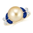 thumbnail image 1 of ANGARA Golden South Sea Cultured Pearl & Sapphire Butterfly Ring in 14K Yellow Gold for Women | June Birthstone, Birthday, Anniversary, Jewelry Gift for Women | Pearl Ring, 1 of 8