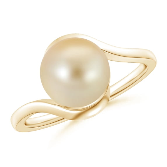 ANGARA Golden South Sea Cultured Pearl Solitaire Bypass Ring in 14K Yellow Gold for Women | June Birthstone, Birthday, Anniversary, Jewelry Gift for Women | Pearl Ring