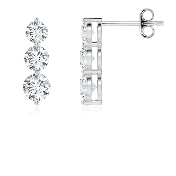 ANGARA Graduated Lab Grown Diamond 3 Stone Earrings for Women in 14K White Gold (Size-4mm| Color-F-G| Clarity-VS) | April Birthstone, Anniversary, Jewelry Gift for Women | Lab-Grown Diamond Earrings