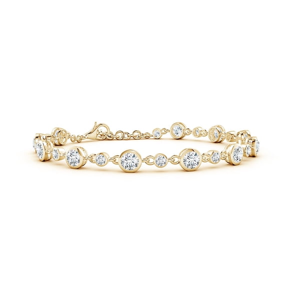 ANGARA IGI Certified Alternating Size Lab Grown 2.75 Ct Diamond Tennis Bracelet for Women in 14K Yellow Gold (Size-4.1mm|Color-F-G|Clarity-VS) | Anniversary, Jewelry Gift for Women | Diamond Bracelet