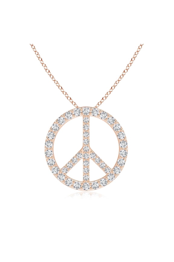 IGI Certified Lab Grown 1.14 Ct Diamond Peace Sign Pendant for Women in 14K Rose Gold (Size-2.2mm|Color-F-G|Clarity-VS) | April Birthstone, Anniversary, Jewelry Gift for Women