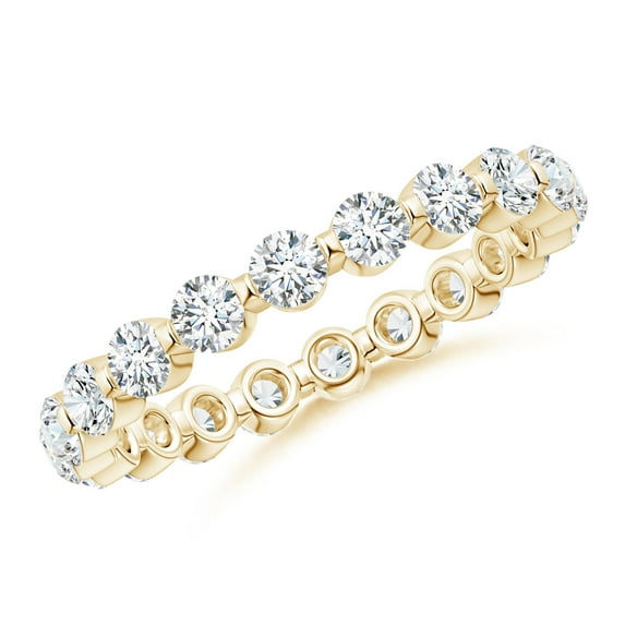 ANGARA IGI Certified Lab Grown 1.16 Ct Diamond Eternity Stackable Ring for Women in 14K Yellow Gold (Size-2.4mm| Color-F-G| Clarity-VS) | Anniversary, Jewelry Gift for Women | Lab-Grown Diamond Ring