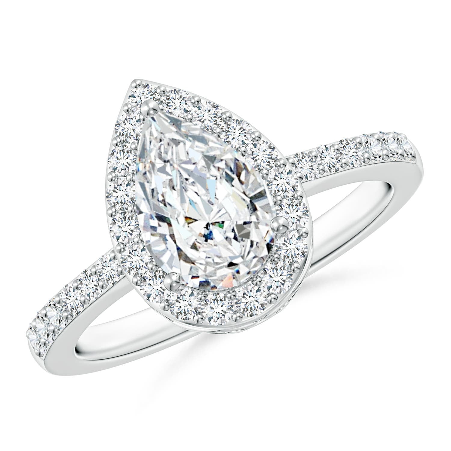 Angara Lab Grown Diamond Halo Engagement Ring for Women in 14K White ...