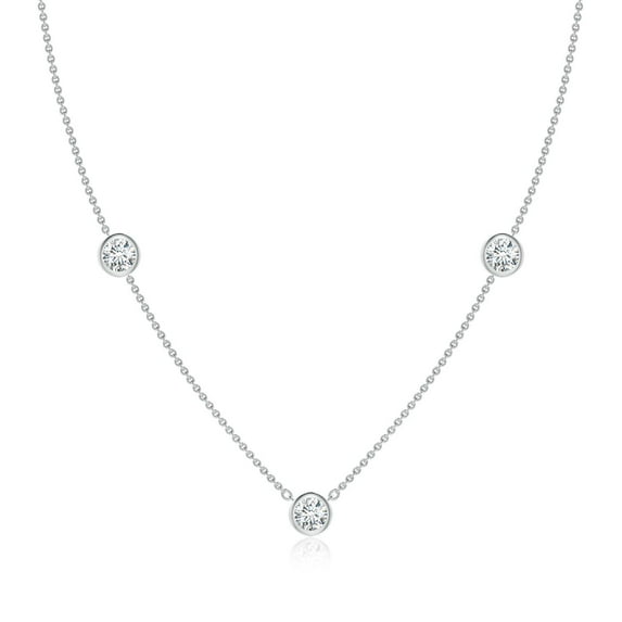 ANGARA IGI Certified Lab Grown 1.5 Ct Diamond Station Necklace for Women in 14K White Gold (Size-5.1mm|Color-F-G|Clarity-VS) | April Birthstone, Anniversary, Jewelry Gift for Women | Diamond Necklace
