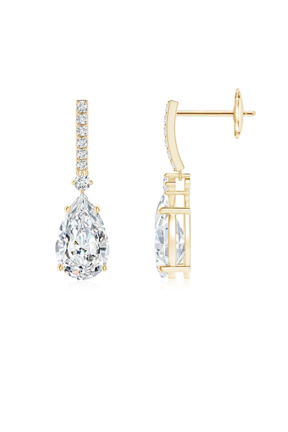 IGI Certified Lab Grown 1.52 Ct Diamond Drop Earrings for Women in 14K Yellow Gold (Size-8x5mm|Color-F-G|Clarity-VS) | April Birthstone, Anniversary, Jewelry Gift for Women | Diamond Earrings