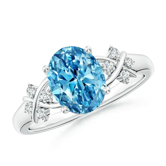 ANGARA IGI Certified Lab Grown 1.76 Ct Blue Diamond Criss Cross Ring for Women in 925 Sterling Silver (Size-9x7mm| Clarity-VS) | Anniversary, Jewelry Gift for Women | Lab-Grown Blue Diamond Ring