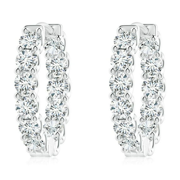 ANGARA IGI Certified Lab Grown 1.87 Ct Diamond Inside Out Hoop Earrings for Women in 14K White Gold (Size-2.7mm| Color-F-G| Clarity-VS) | Anniversary, Jewelry Gift for Women | Diamond Earrings