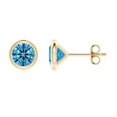 thumbnail image 1 of ANGARA IGI Certified Lab Grown 1 Ct Blue Diamond Martini Stud Earrings for Women in 14K Yellow Gold (Size-5.1mm| Clarity-VS) | Anniversary, Jewelry Gift for Women | Lab-Grown Blue Diamond Earrings, 1 of 5