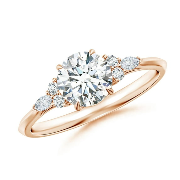 ANGARA IGI Certified Lab Grown 1 Ct Diamond Engagement Ring for Women in 14K Rose Gold (Size-6.4mm| Color-F-G| Clarity-VS) | April Birthstone, Anniversary, Jewelry Gift for Women | Diamond Ring