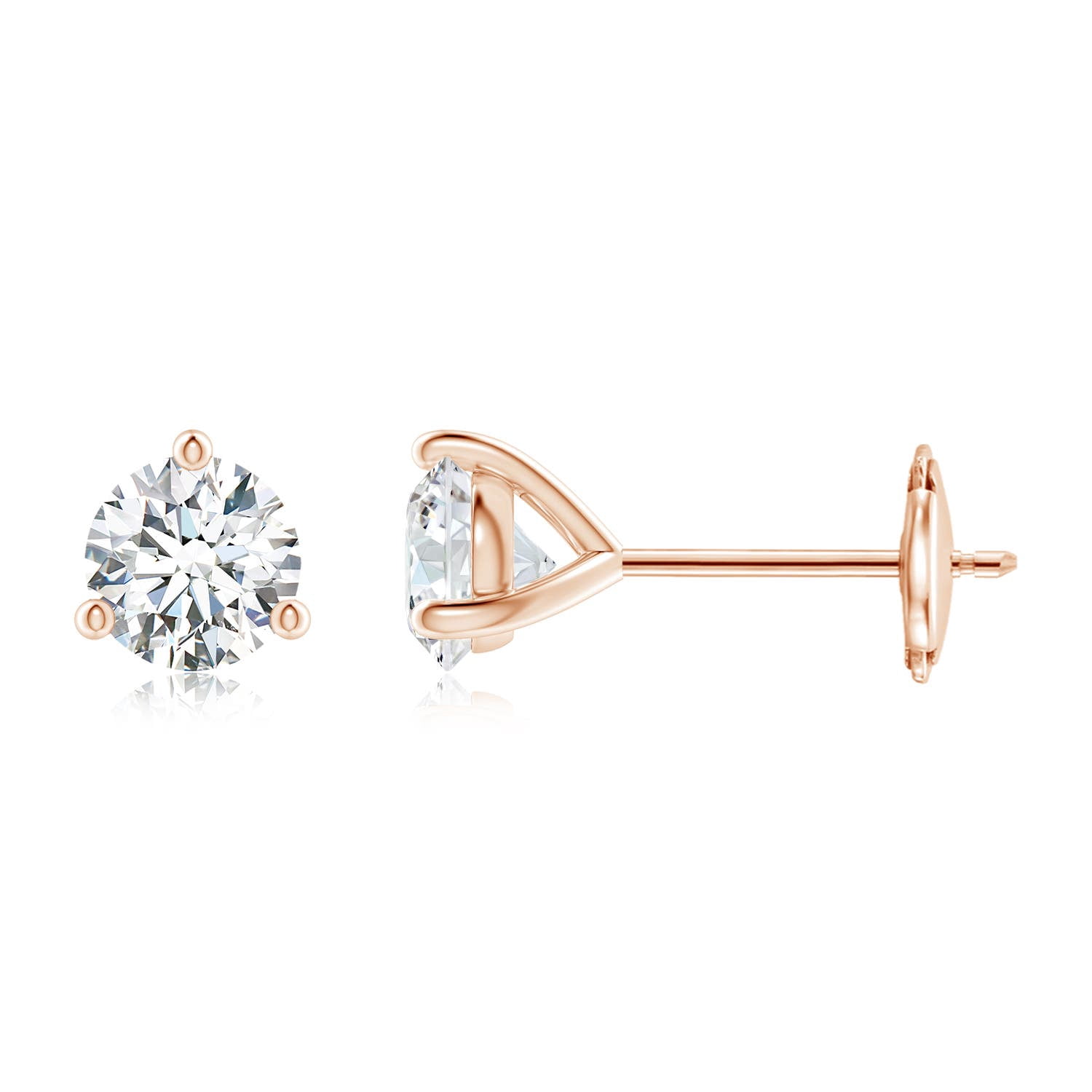 ANGARA IGI Certified Lab Grown 1 Ct Diamond Martini Earrings for Women in 14K Rose Gold (Size-5.1mm|Color-F-G|Clarity-VS) | April Birthstone, Anniversary, Jewelry Gift for Women | Diamond Earrings