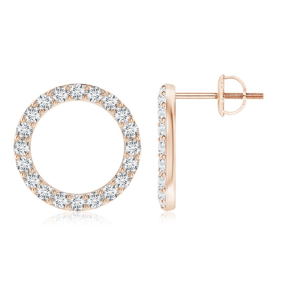 ANGARA IGI Certified Lab Grown 1 Ct Diamond Open Circle Stud Earrings for Women in 14K Rose Gold (Size-1.8mm| Color-F-G| Clarity-VS) | Anniversary, Jewelry Gift for Women | Lab-Grown Diamond Earrings