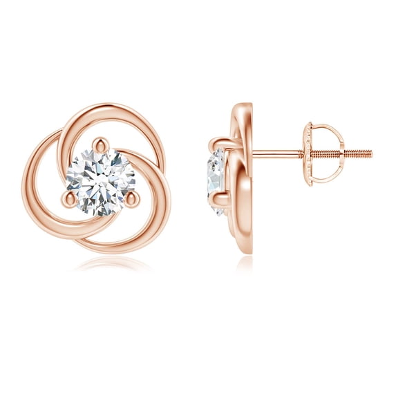 ANGARA IGI Certified Lab Grown 1 Ct Diamond Pinwheel Earrings for Women in 14K Rose Gold (Size-5.1mm|Color-F-G|Clarity-VS) | April Birthstone, Anniversary Jewelry Gift for Women | Diamond Earrings