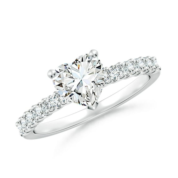 ANGARA IGI Certified Lab Grown 1 Ct Heart Diamond Engagement Ring for Women in 14K White Gold (Size-6.5mm|Color-F-G|Clarity-VS) | April Birthstone, Anniversary, Jewelry Gift for Women | Diamond Ring