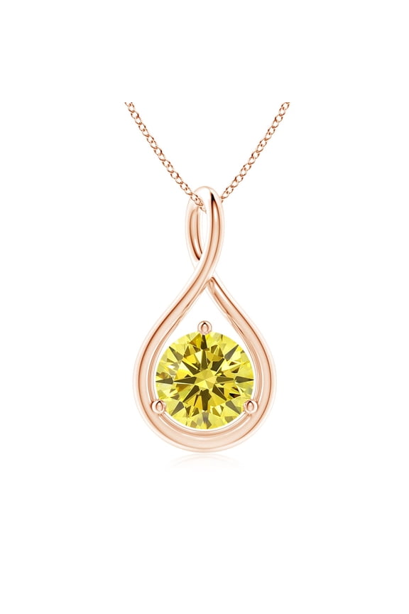 IGI Certified Lab Grown 1 Ct Yellow Diamond Infinity Twist Pendant for Women in 14K Rose Gold (Size-6.4mm| Clarity-VS) | Anniversary, Jewelry Gift for Women | Lab-Grown Yellow Diamond Necklace