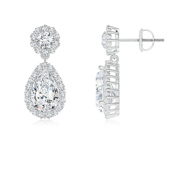 ANGARA IGI Certified Lab Grown 2 Ct Diamond Drop Earrings for Women in 14K White Gold (Size-9x5.5mm|Color-F-G|Clarity-VS) | April Birthstone, Anniversary, Jewelry Gift for Women | Diamond Earrings