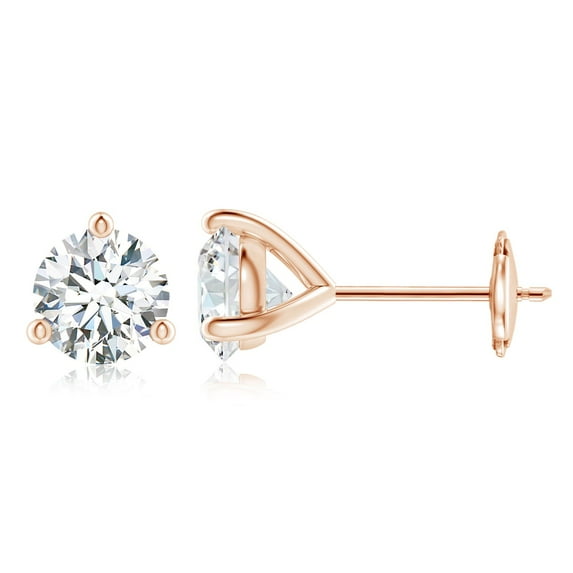 ANGARA IGI Certified Lab Grown 2 Ct Diamond Martini Earrings for Women in 14K Rose Gold (Size-6.4mm|Color-F-G|Clarity-VS) | April Birthstone, Anniversary, Jewelry Gift for Women | Diamond Earrings