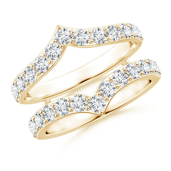 ANGARA IGI Certified Lab Grown 1.51 Ct Diamond Chevron Ring Wrap for Women in 14K Yellow Gold (Size-2.4mm|Color-F-G|Clarity-VS) | April Birthstone, Anniversary, Jewelry Gift for Women | Diamond Ring
