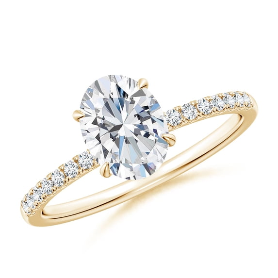 ANGARA IGI Certified Lab Grown 1.15 Ct Diamond Hidden Engagement Ring for Women in 14K Yellow Gold (Size-8x6mm| Color-F-G| Clarity-VS) | Anniversary, Jewelry Gift for Women | Lab-Grown Diamond Ring