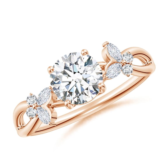 ANGARA IGI Certified Lab Grown 1 Ct Diamond Engagement Ring for Women in 14K Rose Gold (Size-6.4mm|Color-F-G|Clarity-VS) | April Birthstone, Anniversary, Jewelry Gift for Women | Diamond Ring