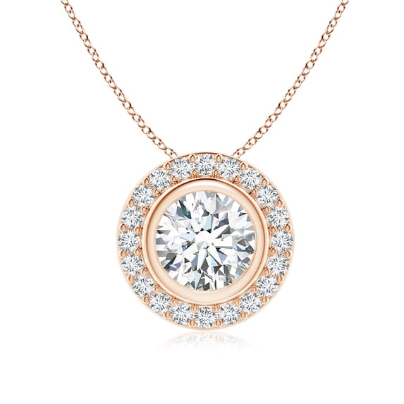 ANGARA IGI Certified Lab Grown 1.25 Ct Diamond Pendant with Halo for Women in 14K Rose Gold (Size-7mm|Color-F-G|Clarity-VS) | April Birthstone, Anniversary, Jewelry Gift for Women | Diamond Necklace