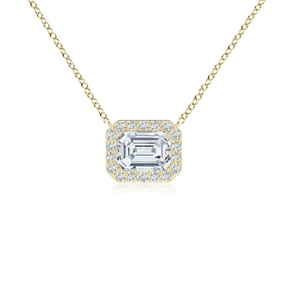 ANGARA IGI Certified Lab Grown 1.5 Ct Diamond Halo Pendant for Women in 14K Yellow Gold (Size-7.5x5.5mm|Color-F-G|Clarity-VS) | April Birthstone, Anniversary, Jewelry Gift for Women