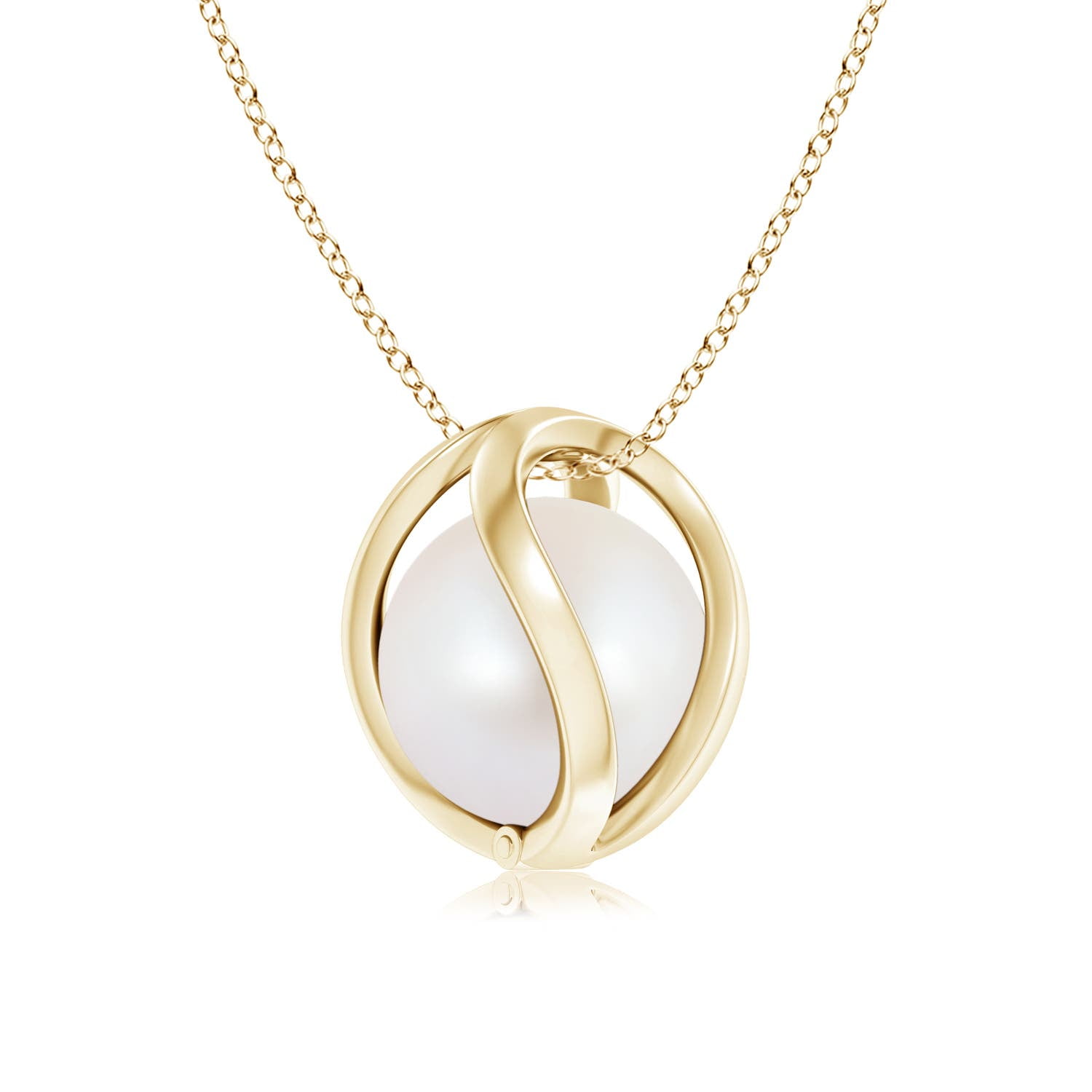 ANGARA Japanese Akoya Cultured Pearl Cage Pendant in 14K Yellow Gold for Women | June Birthstone, Birthday, Anniversary, Jewelry Gift for Women | Pearl Necklace