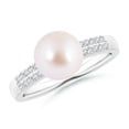 thumbnail image 1 of ANGARA Japanese Akoya Cultured Pearl and Diamond Accents Ring in 14K White Gold for Women | June Birthstone, Birthday, Anniversary, Jewelry Gift for Women | Pearl Ring, 1 of 8