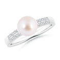 thumbnail image 1 of ANGARA Japanese Akoya Cultured Pearl and Diamond Accents Ring in 14K White Gold for Women | June Birthstone, Birthday, Anniversary, Jewelry Gift for Women | Pearl Ring, 1 of 9